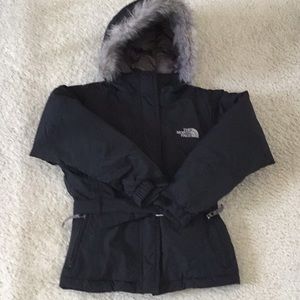 The North Face Black Greenland Belted Winter Coat Jacket Goose Down Girls S/P
